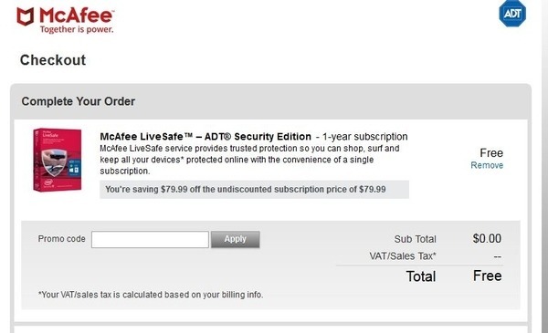 McAfee LiveSafe 免費領取！價值 US$79.99！