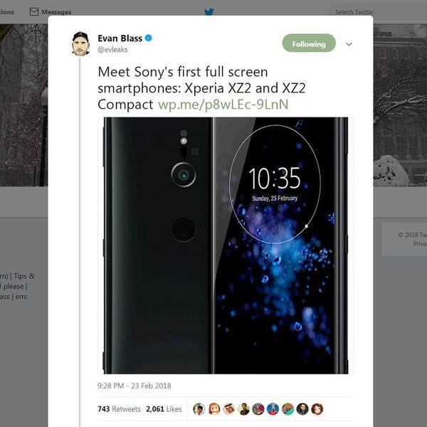 Sony 全屏手機  Xperia XZ2 造型曝光！