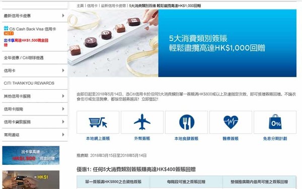 【網購著數】Citibank 信用卡回贈 HK$400