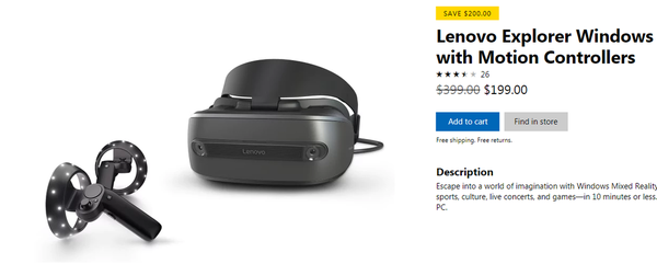 美國網店半價買 Lenovo Explorer MR 頭盔！即玩挑戰者一號 VR 遊戲
