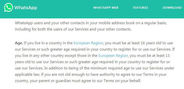 WhatsApp 更新服務條款！設用戶最低年齡要求！