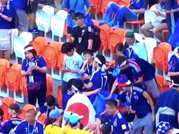 世界盃日本球迷自己垃圾自己帶走！ 網民：日本人亂拋垃圾先係新聞