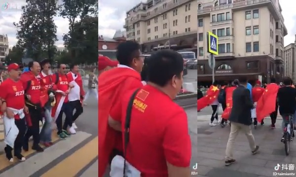 中國球迷俄羅斯街頭大叫「中國加油」！網民：中國隊有份咩？