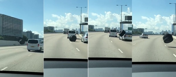 「飛甩車轆」公路炸彈撞凹車身！網民熱議：個轆邊度來？