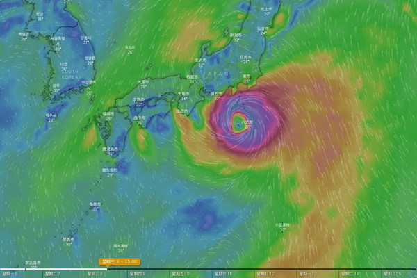 遊日本注意！13 號颱風「珊珊」料周三吹襲日本關東