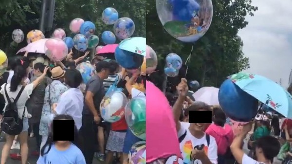 上海迪士尼遊客「瘋搶氣球」似土匪！網民：其實香港都試過