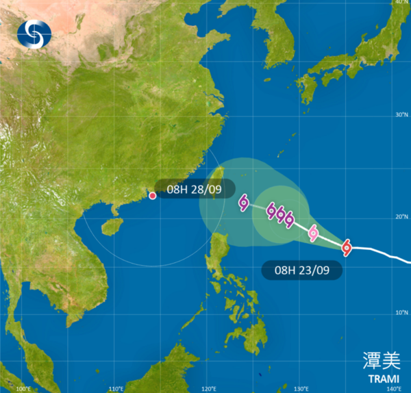 超強颱風「潭美」或會進入本港 800 公里範圍