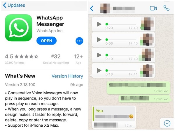 iOS 版 WhatsApp 更新！可自動播放多段語音訊息？