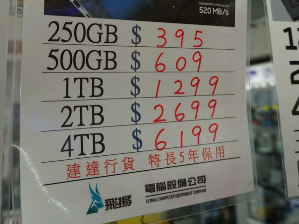 480GB SSD 最平 HK$460！  每 GB 唔使一蚊
