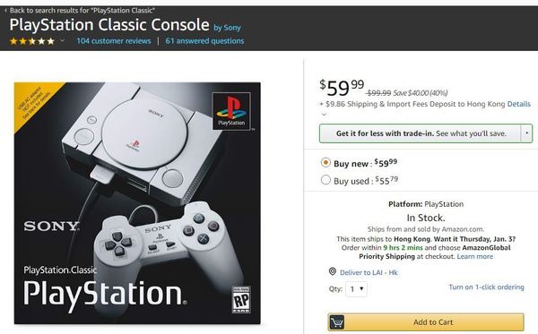 PlayStation Classic 超平賣！＄500 有找入手！