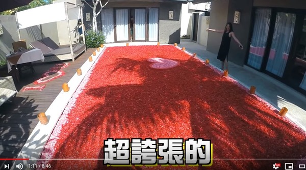 海量玫瑰花瓣鋪滿泳池！YouTuber 超奢華渡假體驗