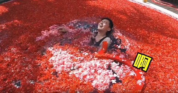 海量玫瑰花瓣鋪滿泳池！YouTuber 超奢華渡假體驗