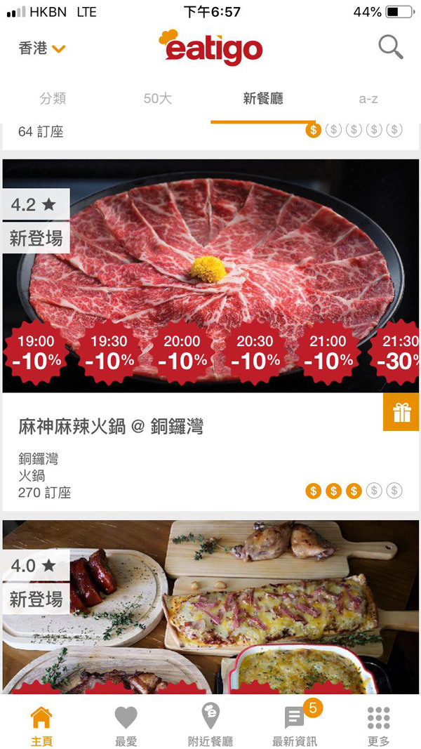 最強餐飲現金劵登場　一張通行近千餐廳　開eatigo app半價訂枱開飯！