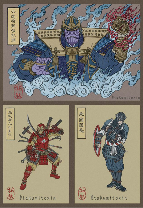 「浮世繪復仇者聯盟」亮相！日本插畫師妙畫 Marvel 超級英雄
