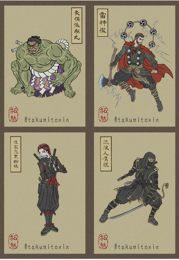 「浮世繪復仇者聯盟」亮相！日本插畫師妙畫 Marvel 超級英雄