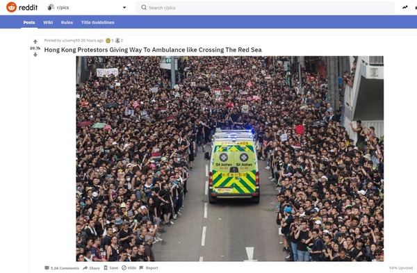 【有片睇】「分紅海」讓路予救護車片段熱傳！周庭上傳至 Twitter 震撼日本網民