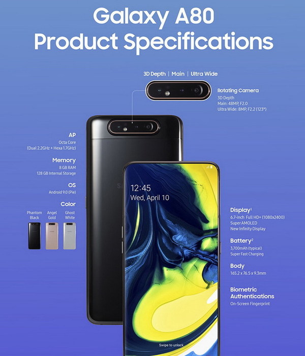 Samsung Galaxy A80 旋鏡王港行登場！進取價 HK$4800 有找
