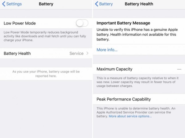 iPhone 用第三方電池會收到 Apple 警告「無法獲取電池健康資訊」