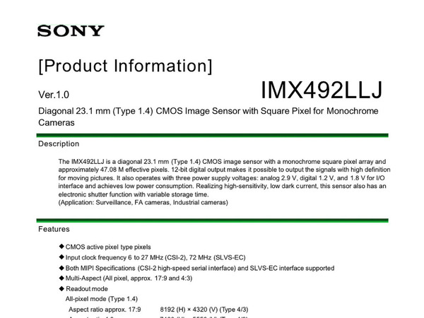  4,700 萬像素 Sony M4/3 感光元件    支援 8K 攝錄