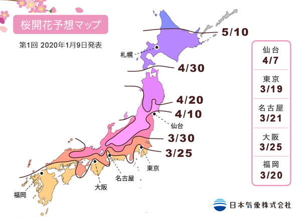 2020 年日本櫻花期預測出爐！東京最快 3 月底已滿開