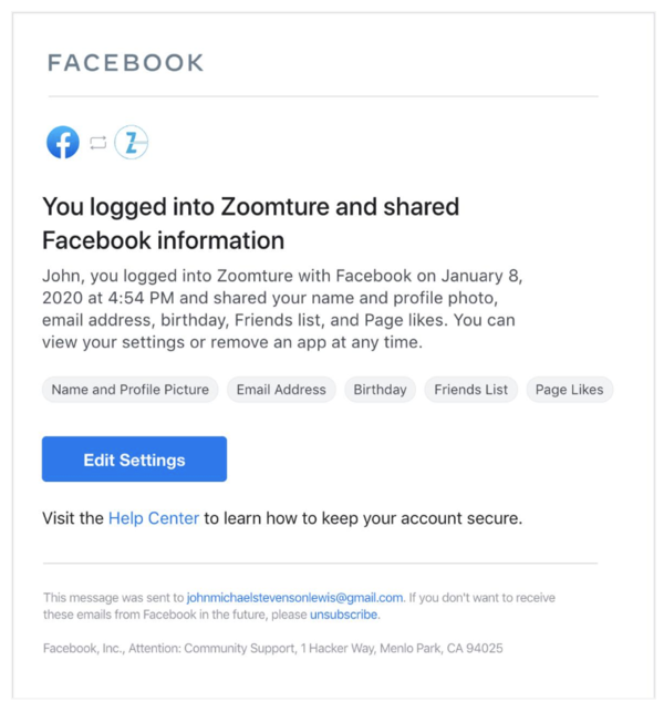 【保障私隱】Facebook 設第三方 app 登入通知設定！ 