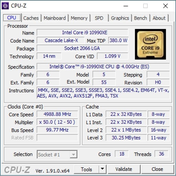 Intel 或加推 Core i9-10990XE  22 核心 LGA2066 新旗艦