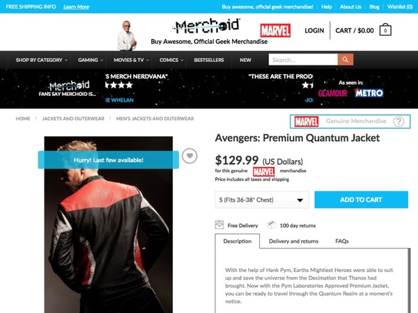 《復仇者聯盟：終局之戰》「量子戰衣」開價 HK＄1000 起？Fans 必搶！【附購買連結】