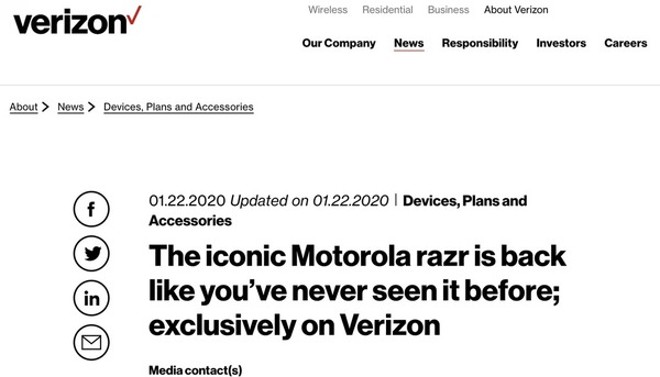 Motorola RAZR 2019 終於有重新開售日期