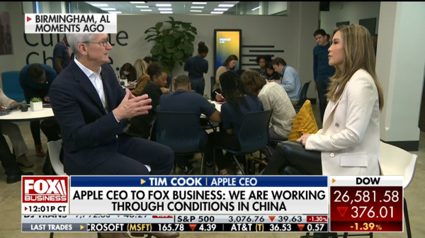 【新冠肺炎】Tim Cook 指中國新冠肺炎疫情已受控  中國零件生產逐漸回復正常