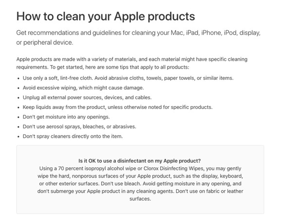 【新冠肺炎】iPhone 機身可用 70％ 酒精紙巾輕抹？Apple 建議產品清潔方法一覽