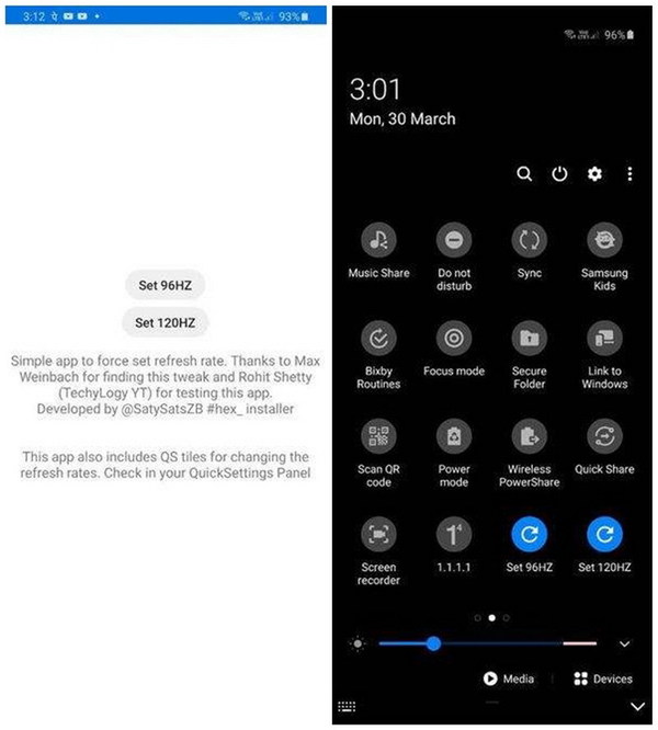 Samsung Galaxy S20 系列開啟 96Hz 屏幕更新率密技