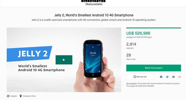 Jelly 2 眾籌展開！全球最小 Android 10 4G 手機！