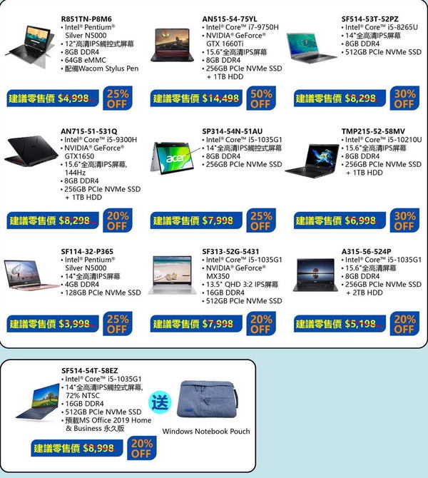 Acer 筆電‧桌上電腦限時優惠!電競型號劈至 5 折!