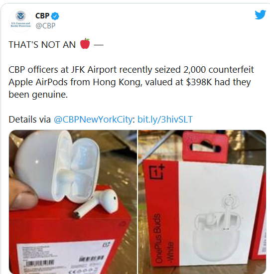 美海關截獲從香港入口的冒牌 AirPods！？