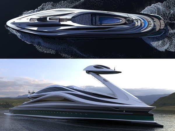 Avanguardia 天鵝造型概念遊艇盛惠 5 億美元  設計靈感源自動畫《電光再造人》