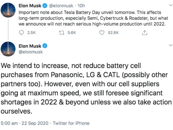 【e＋車路事】Elon Musk 預告 Tesla 電池日有壞消息？新品 2022 年方能生產