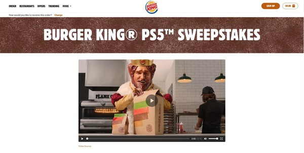 Burger King抽機宣傳 PS5開機音效曝光