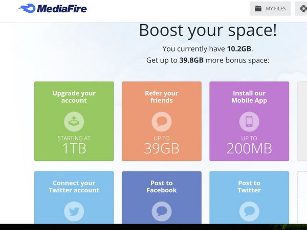 免費雲端硬碟 MediaFire     推薦朋友獎 50GB 免費儲存空間