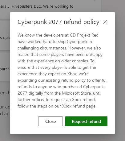 Cyberpunk 2077 Xbox平台接受退款