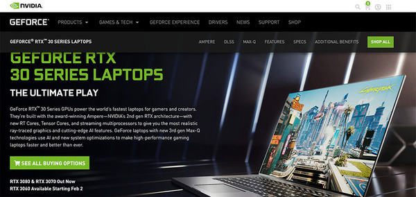 電競新星 NVIDIA GeForce RTX 3060 Laptop 實力驗證