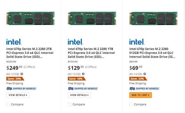Intel SSD 670p 開賣兩日！定價急降 US＄80！