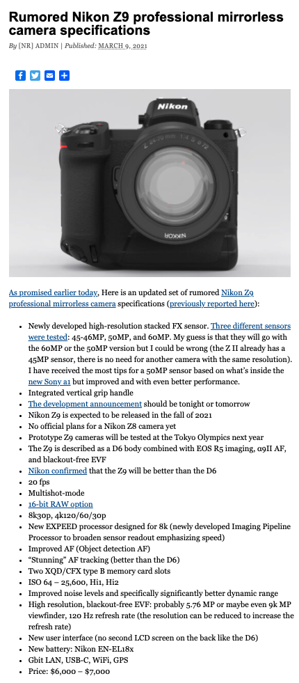 【巨如單反】Nikon 宣布開發無反旗艦 Z9    預計今年內發表