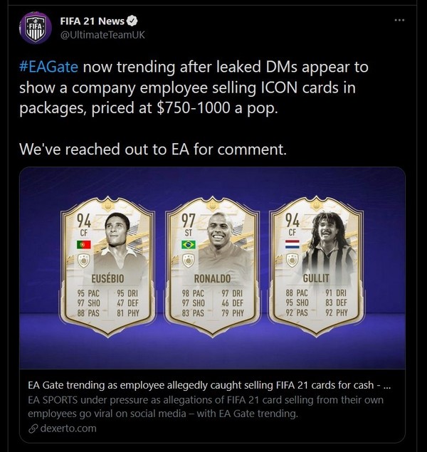 【遊戲熱話】EA員工被揭謀私利 天價私販FIFA FUT限定卡