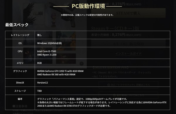 【注目遊戲】Resident Evil Village PC版光追渲染要求公開