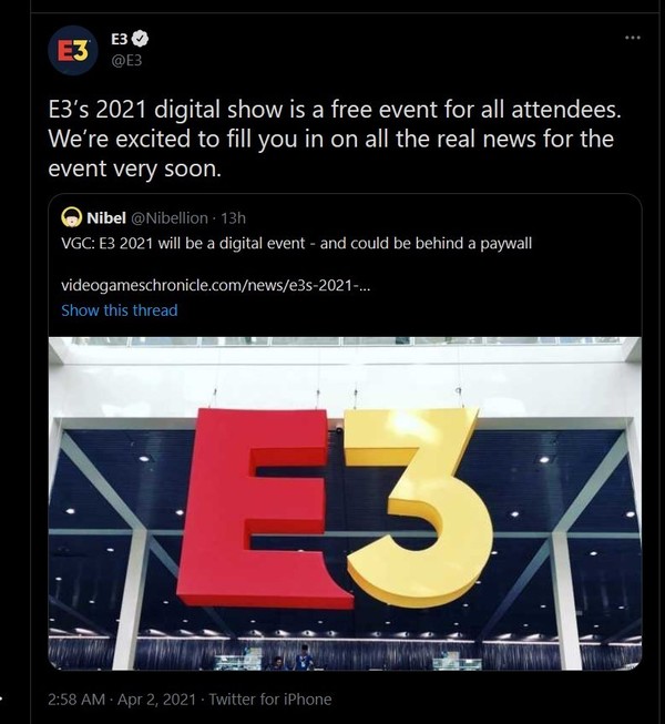 【遊戲熱話】傳部分內容或付費收看 E3 2021官方闢謠免費直播