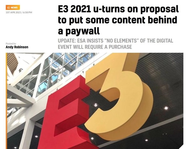 【遊戲熱話】傳部分內容或付費收看 E3 2021官方闢謠免費直播