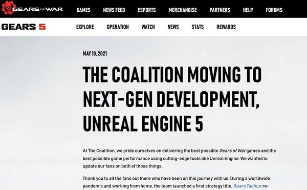 【遊戲消息】Gears of War團隊 宣佈轉用UE5引擎