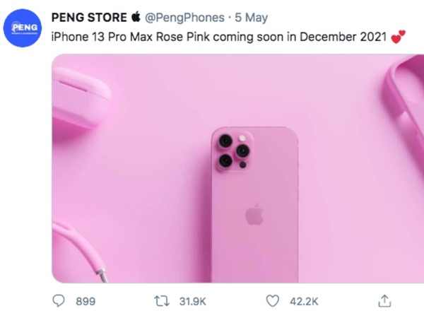疑似粉紅版 iPhone 13 Pro Max 渲染圖流出 傳今年 12 月發布？