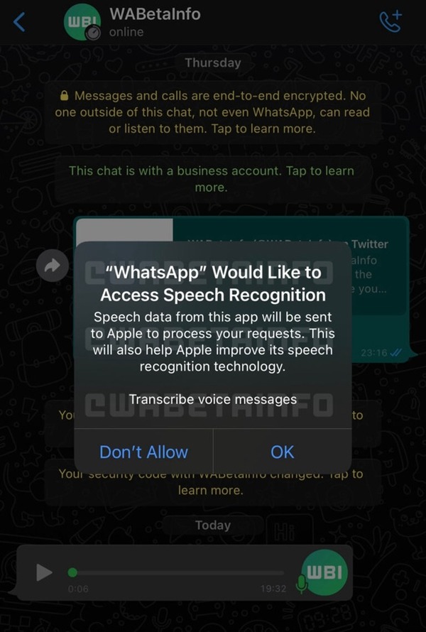 WhatsApp iOS 版將加入語音訊息轉文字功能