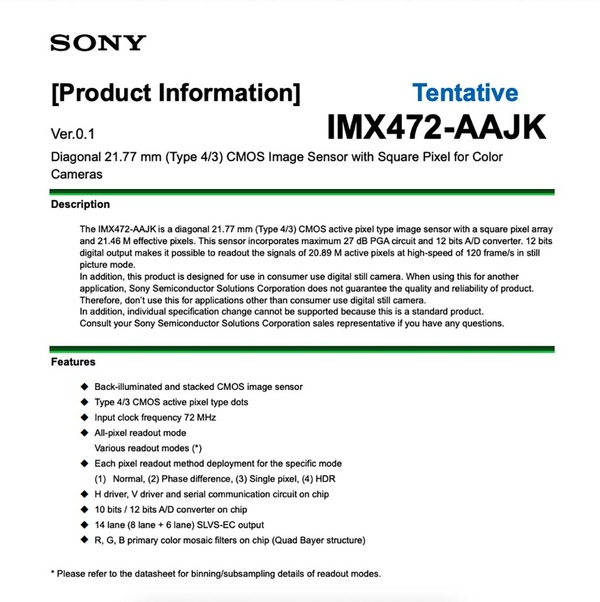 Olympus 預告 10月27日重大公布    Sony 新 CMOS 揭露玄機